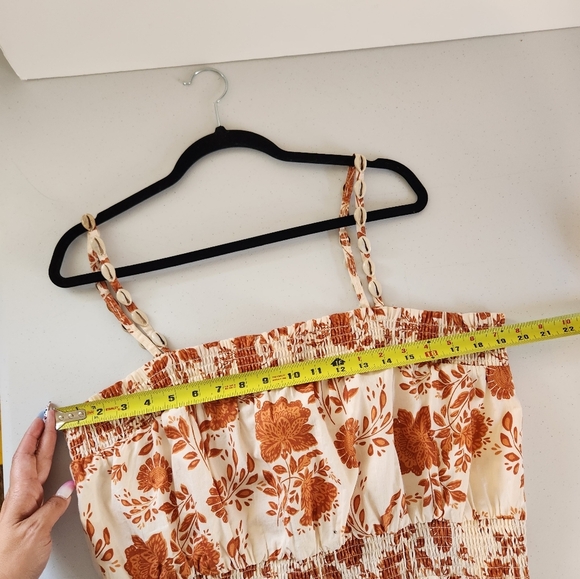 Bailey 44 Brown Floral Boho Crop Top Tank Size XL Beachy Cowrie Shell Straps New - Picture 8 of 9